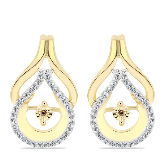 Pozlátené Strieborné Náušnice s Koňakovým Diamantom a Bielym Topásom