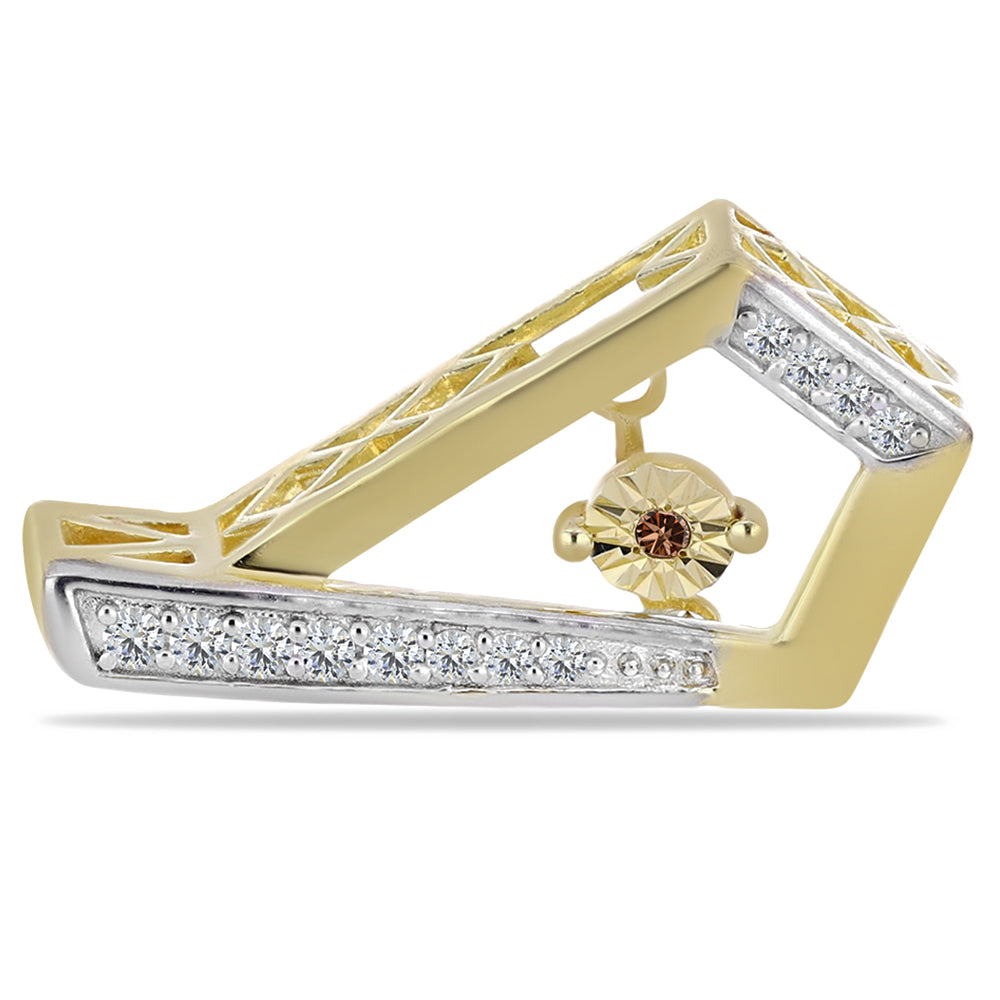Pozlátené Strieborné Náušnice s Koňakovým Diamantom a Bielym Topásom