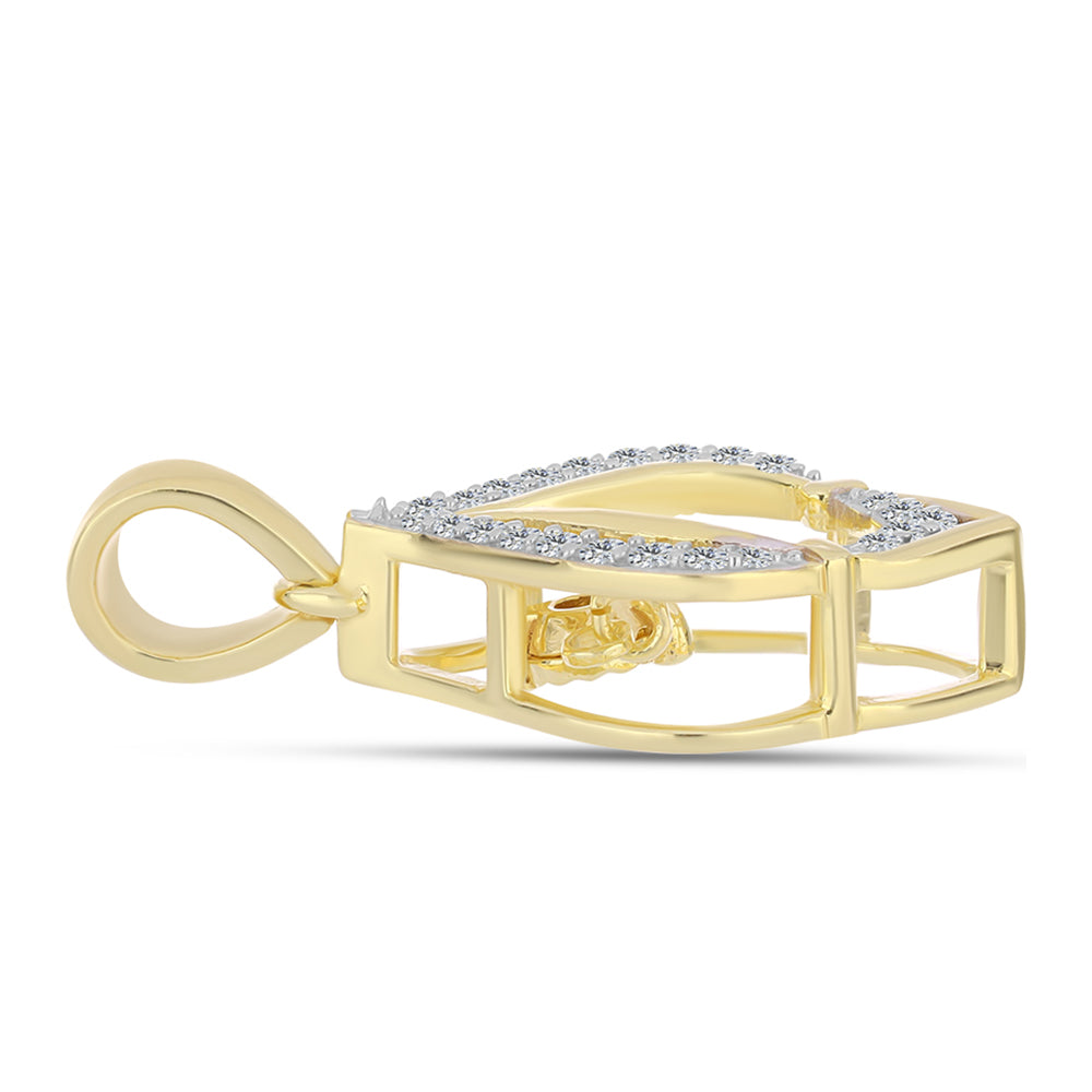 Pozlátený Strieborný Prívesok s Koňakovým Diamantom a Bielym Topásom