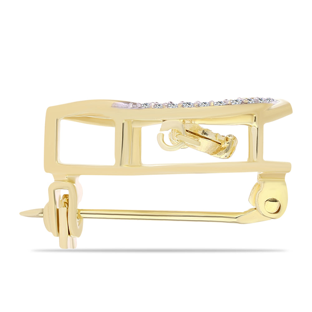 Pozlátený Strieborný Brošňa s Koňakovým Diamantom a Bielym Topásom