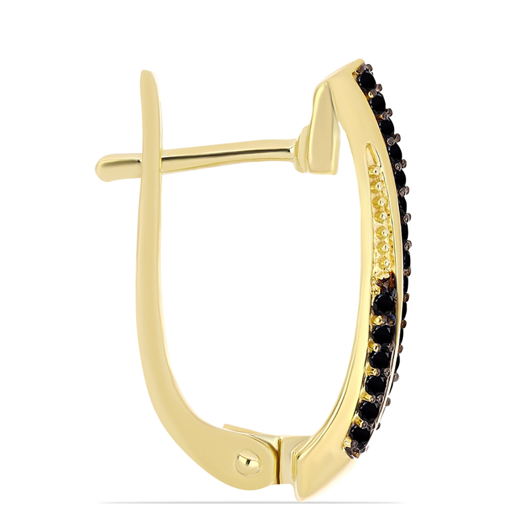 Pozlátené Strieborné Náušnice s Čiernym Ónyxom