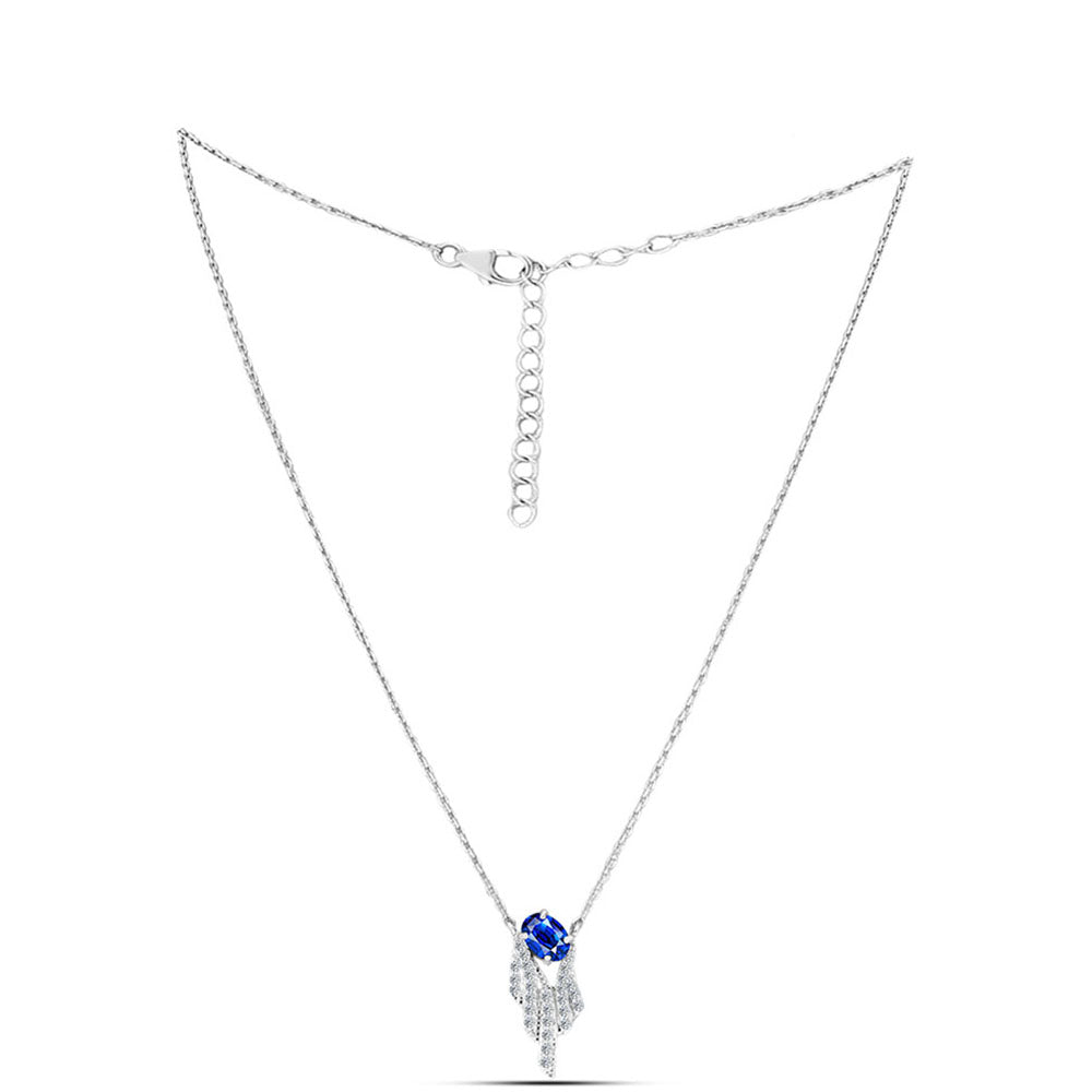 Strieborný Náhrdelník s Austrálskym Modrým Zafírom a Bielym Topásom