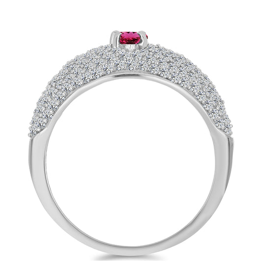 Strieborný Prsteň s Rubellitom z Cruzeira a Bielym Topásom