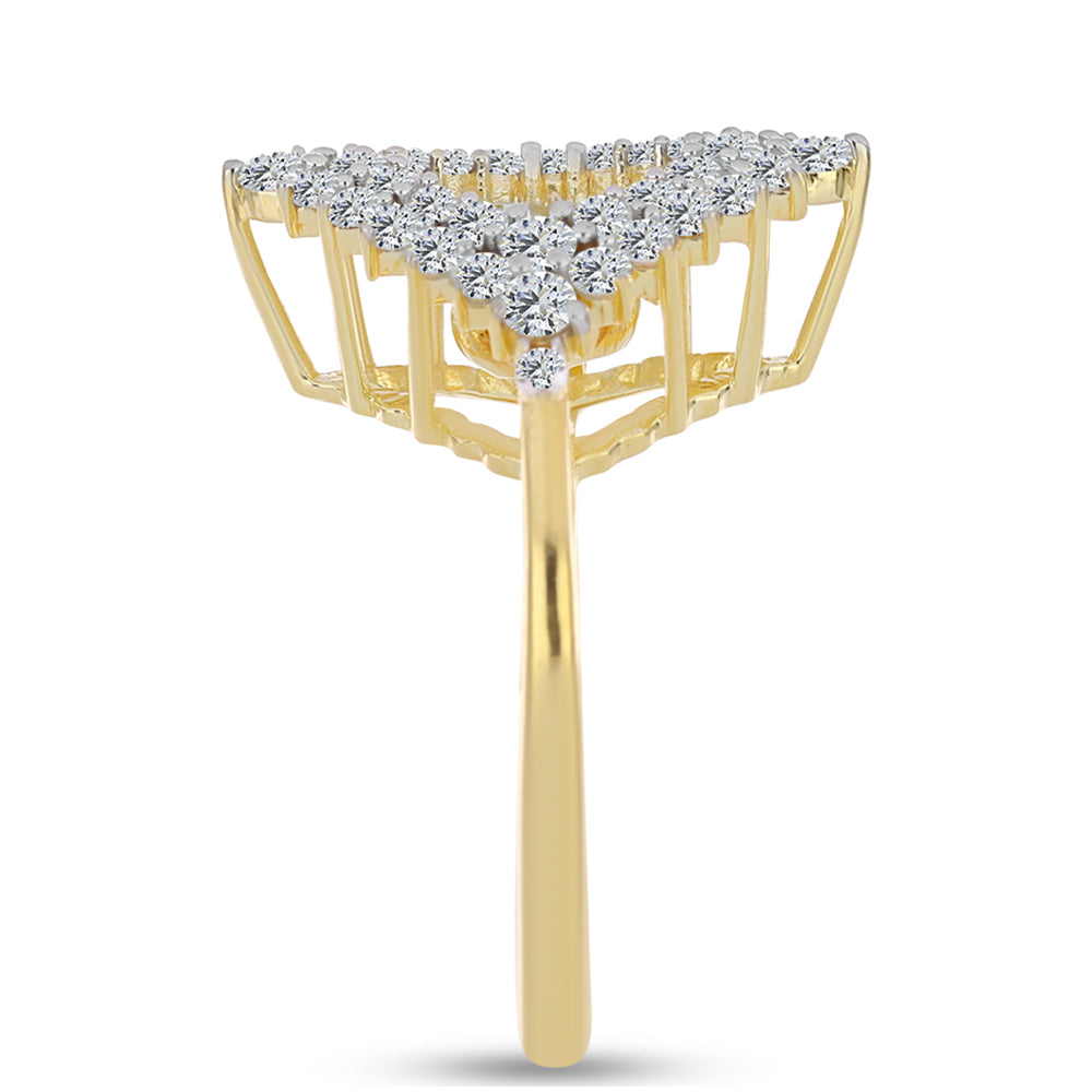 Pozlátený Strieborný Prsteň s Koňakovým Diamantom a Bielym Topásom