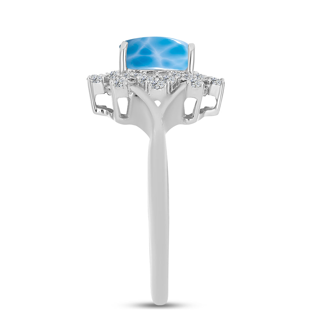 Strieborný Prsteň s Barahonským Larimarom a Bielym Topásom