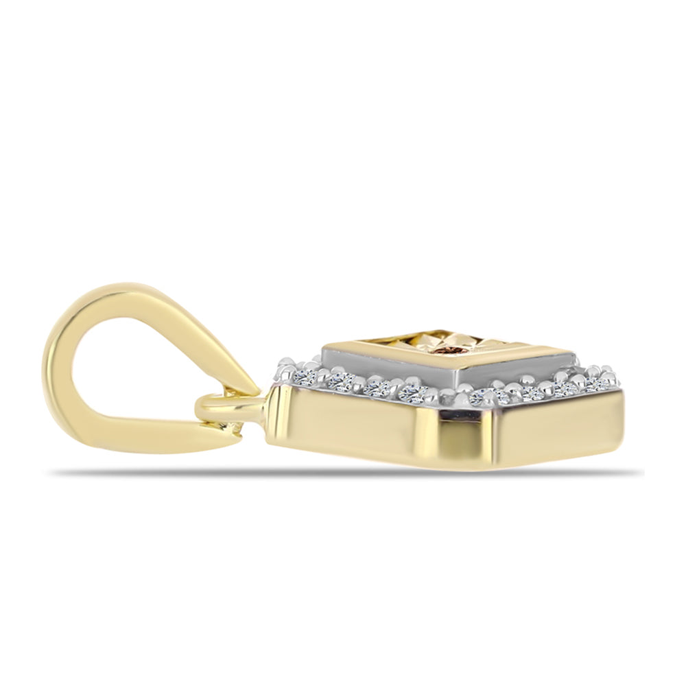 Pozlátený Strieborný Prívesok s Koňakovým Diamantom a Bielym Topásom