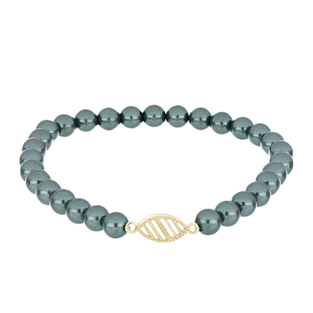 Pozlátený Strieborný Náramok s so Sladkovodnou perlou v podobe Tahitskej zelenej ilúzie