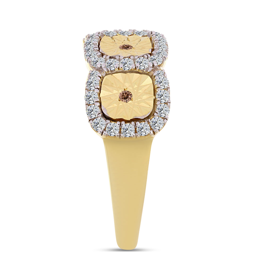 Pozlátený Strieborný Prsteň s Koňakovým Diamantom a Bielym Topásom