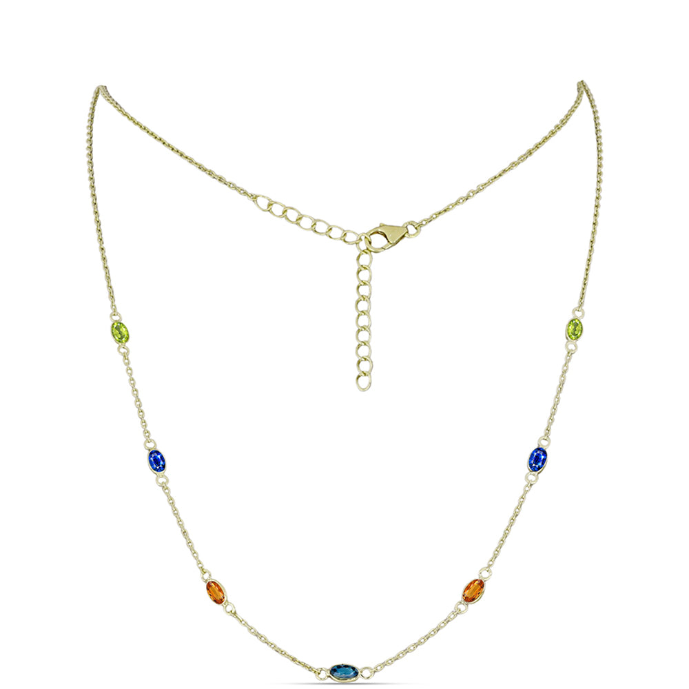 Pozlátený Strieborný Náhrdelník s Dúhovým Zafírom