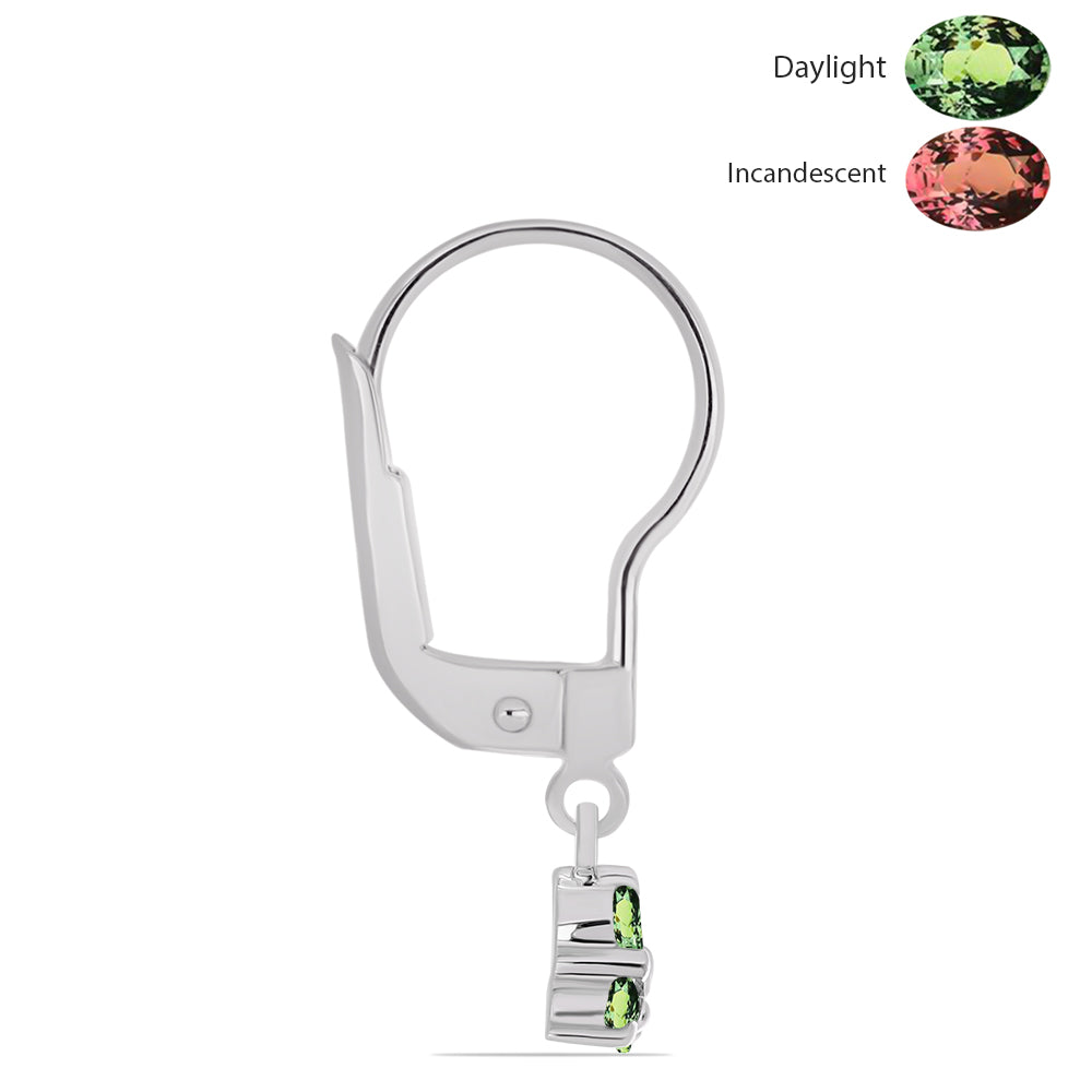 Strieborné Náušnice s Prírodným Alexsandritom a Bielym Topásom