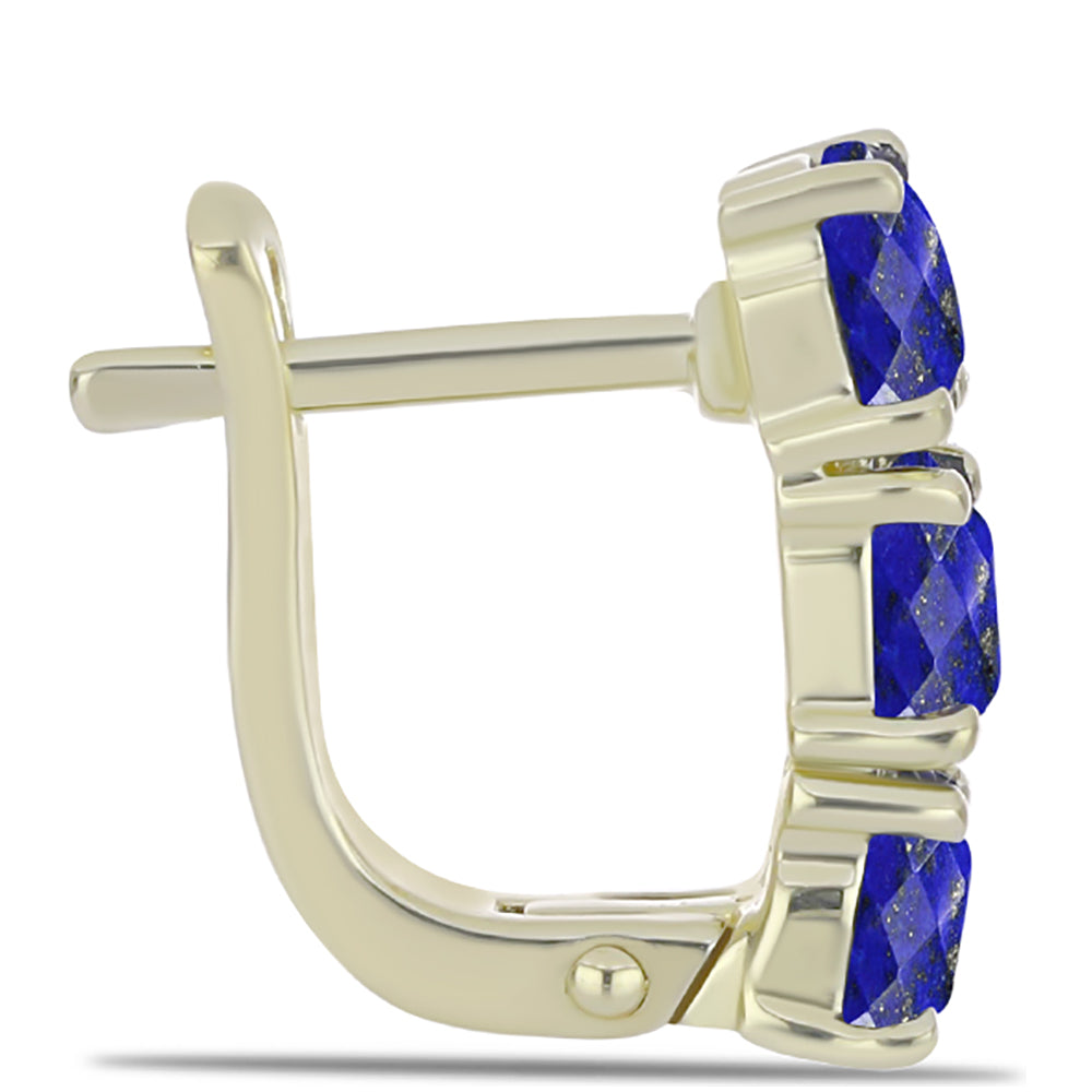 Pozlátené Strieborné Náušnice s Lapisom Lazuli