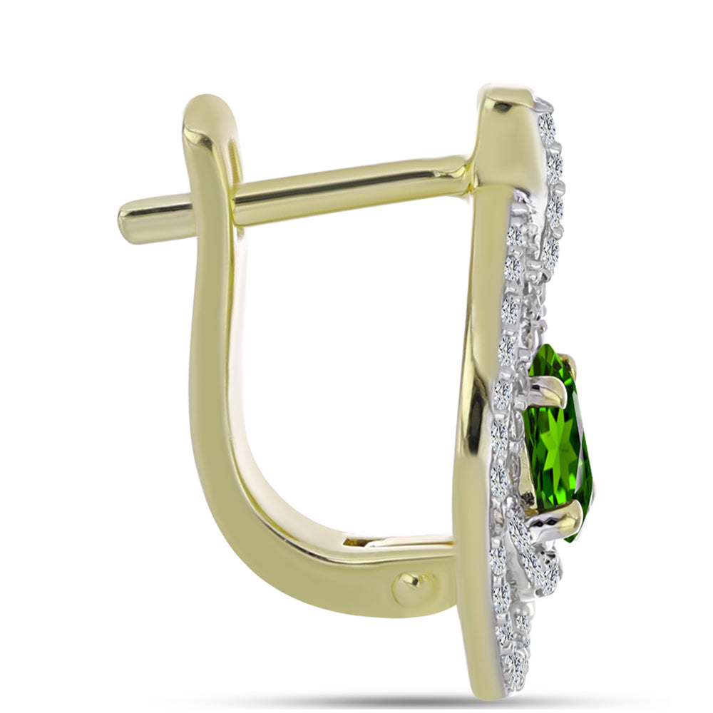 Pozlátené Strieborné Náušnice s Dúhovým Zafírom a Bielym Topásom