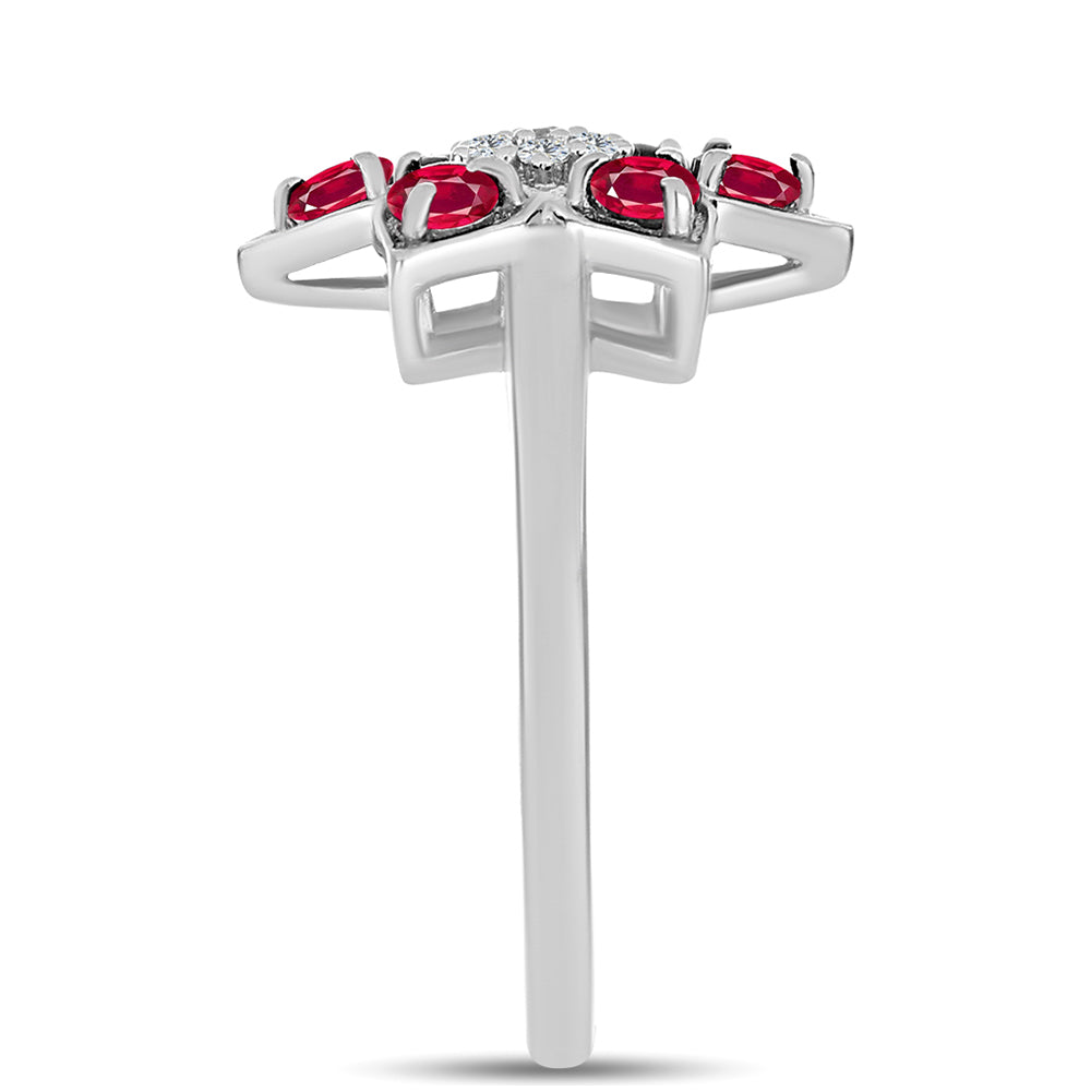 Strieborný Prsteň s Madagaskarským Rubínom a Bielym Topásom