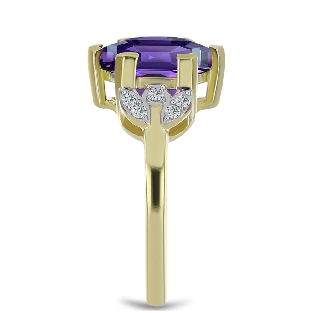 Pozlátený Strieborný Prsteň s Marockým Ametystom a Bielym Topásom