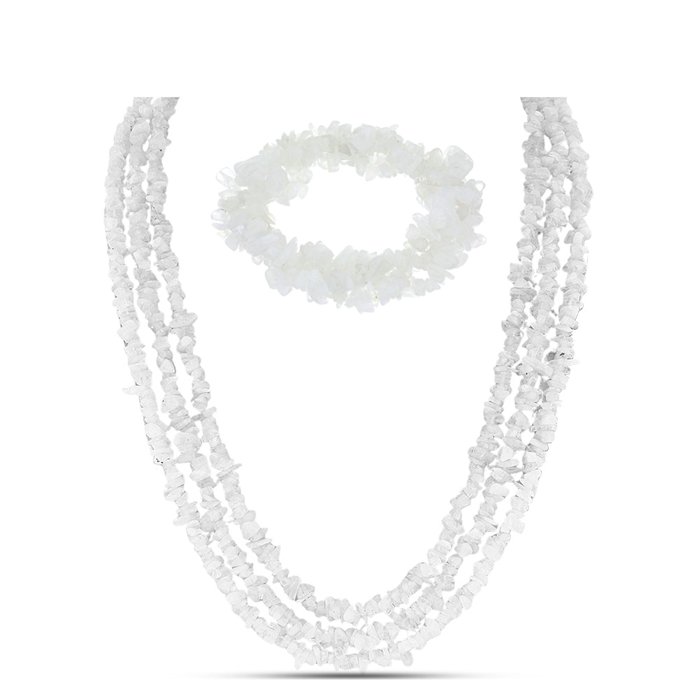 Nugetové Sada s Dúhovým Mesačným Kameňom ( Náhrdelník+Náramok )