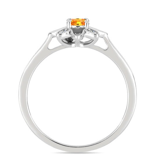 Strieborný Prsteň s Padparadscha Zafírom a Bielym Topásom