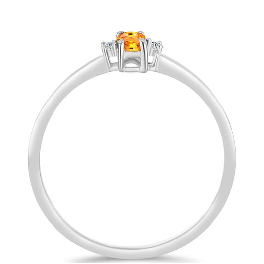 Strieborný Prsteň s Padparadscha Zafírom a Bielym Topásom