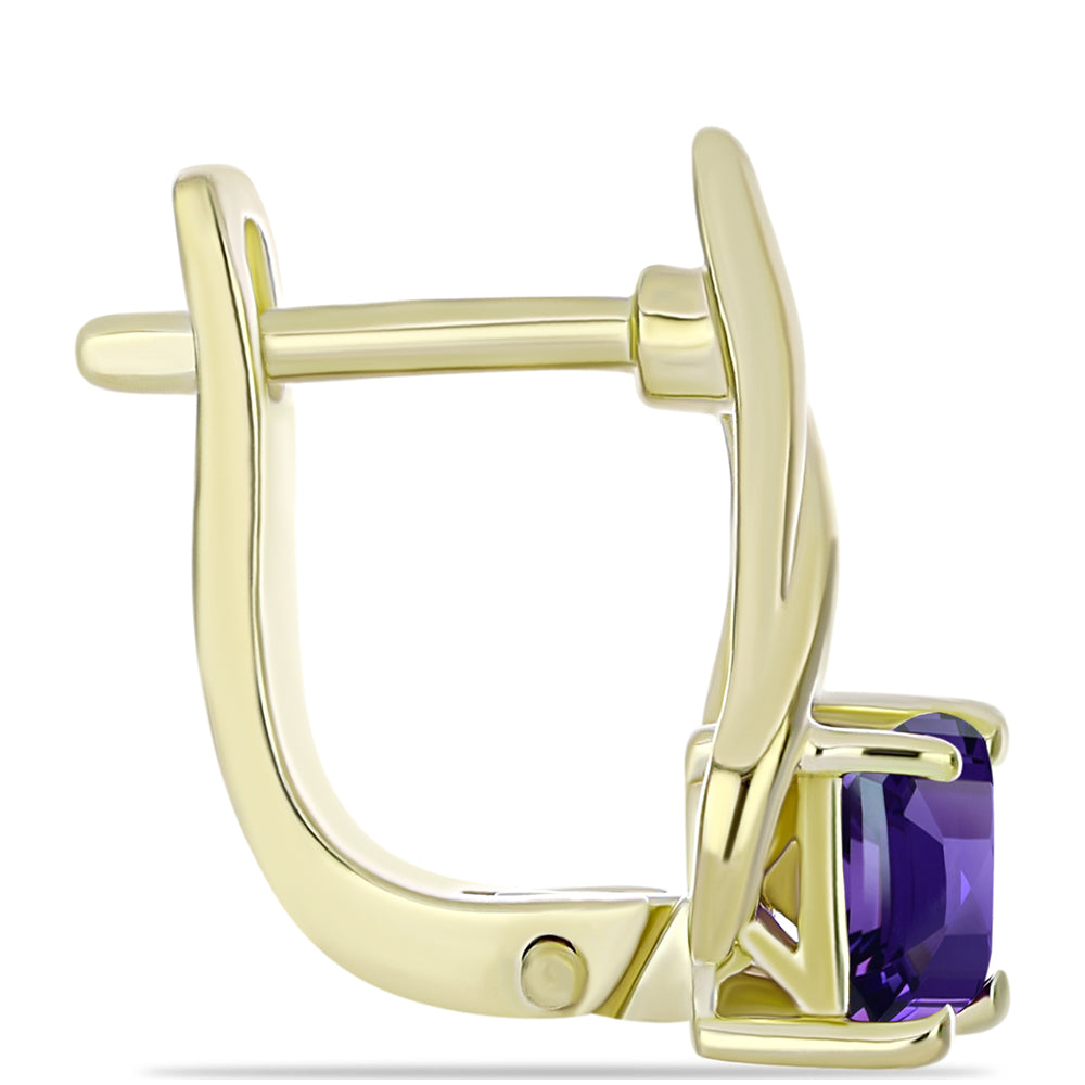 Pozlátené Strieborné Náušnice s Marockým Ametystom a Bielym Topásom