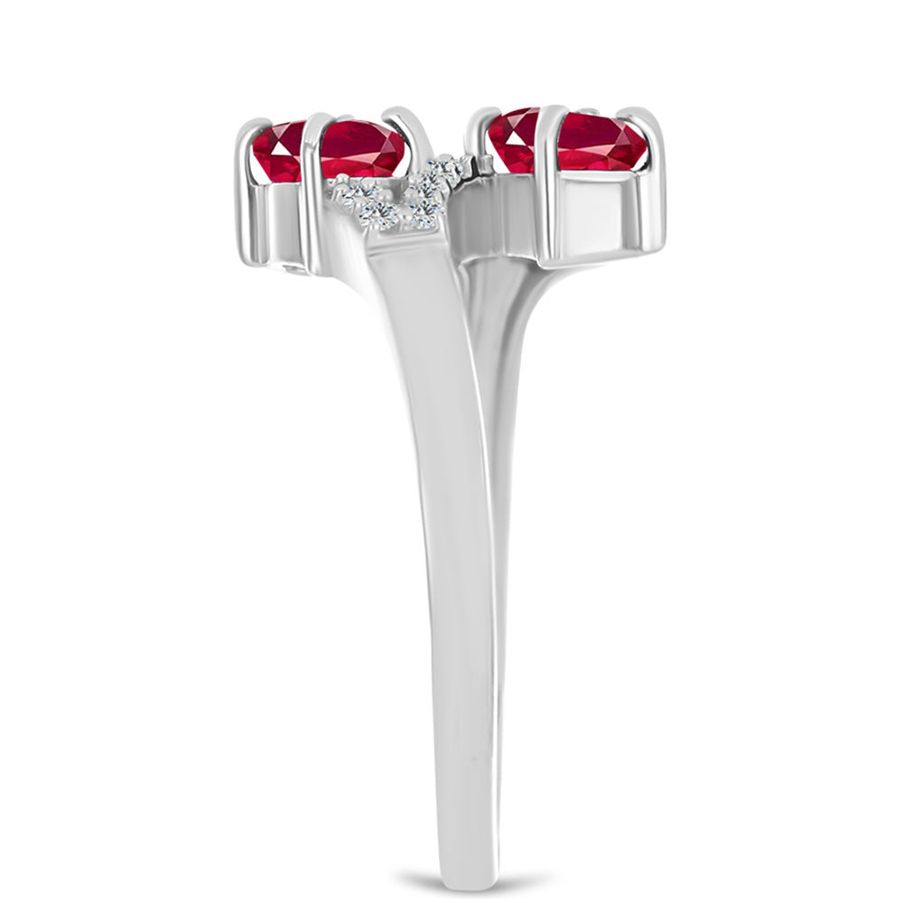 Strieborný Prsteň s Madagaskarským Rubínom a Bielym Topásom