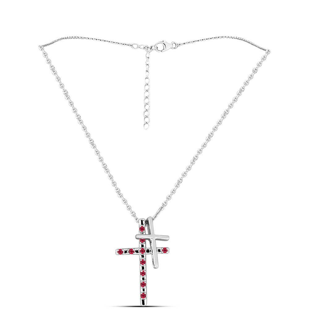 Kríž Strieborné Sada s Madagaskarským Rubínom ( Prívesok )