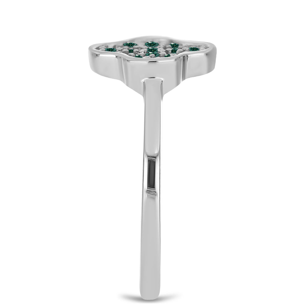 Strieborný Prsteň s Zelenkavý morsky modrý Moissanitom