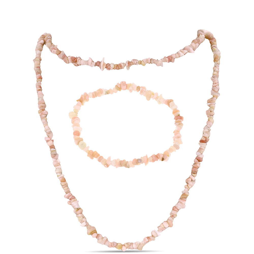 Nugetové Sada s so Sýto Ružovým Opálom z Lega Dembi ( Náhrdelník+Náramok )