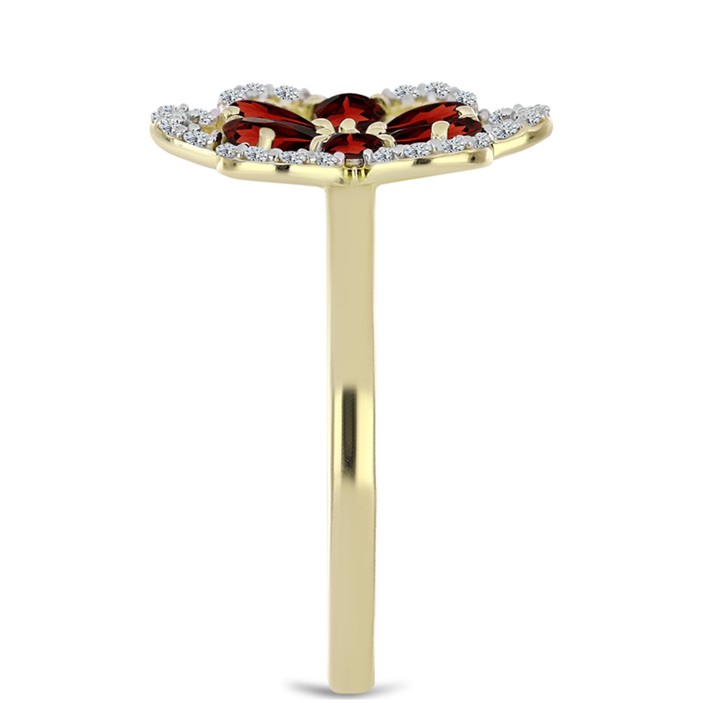 Pozlátený Strieborný Prsteň s Bartonským Granátom a Bielym Topásom