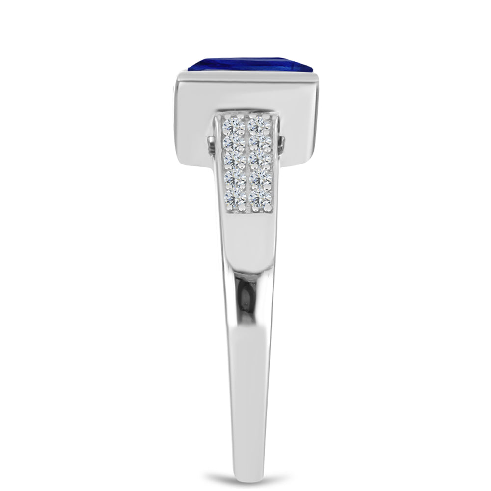 Strieborný Prsteň s Austrálskym Modrým Zafírom a Bielym Topásom