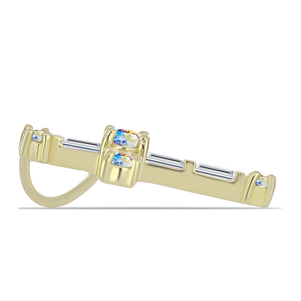 Kríž Pozlátený Strieborný Prívesok s Ľadovým Moissanitom a Bielym Zirkónom