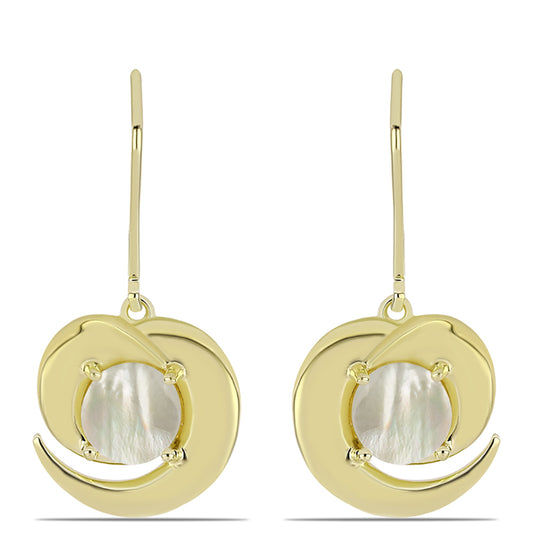 Pozlátené Strieborné Náušnice s Lastúrou