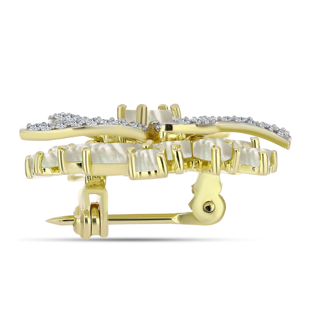 Pozlátený Strieborný Brošňa s Lastúrou