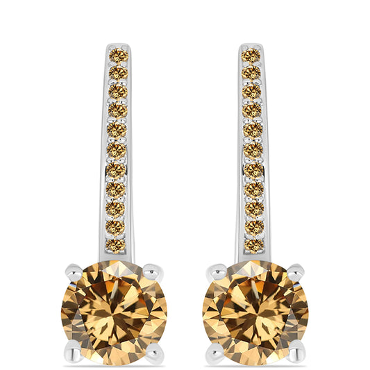 Strieborné Náušnice s so Šampanským Moissanitom