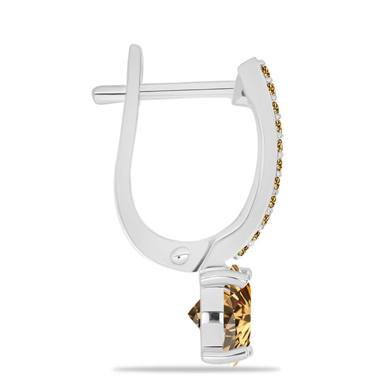 Strieborné Náušnice s so Šampanským Moissanitom