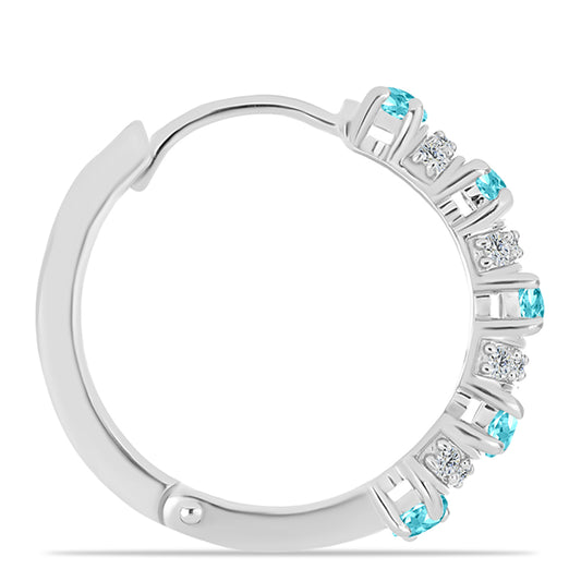 Strieborné Náušnice s Paraiba Kremeňom a Bielym Topásom