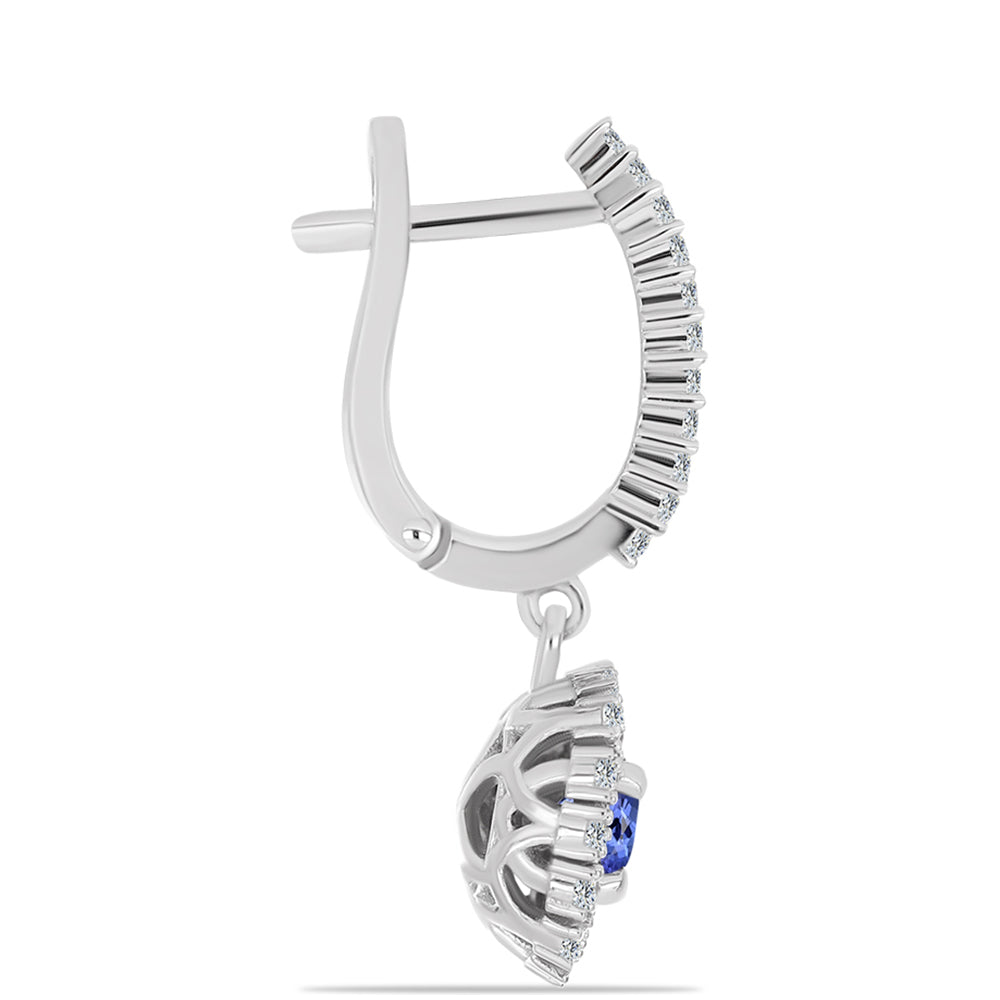 Strieborné Náušnice s AAA Tanzanitom a Bielym Topásom
