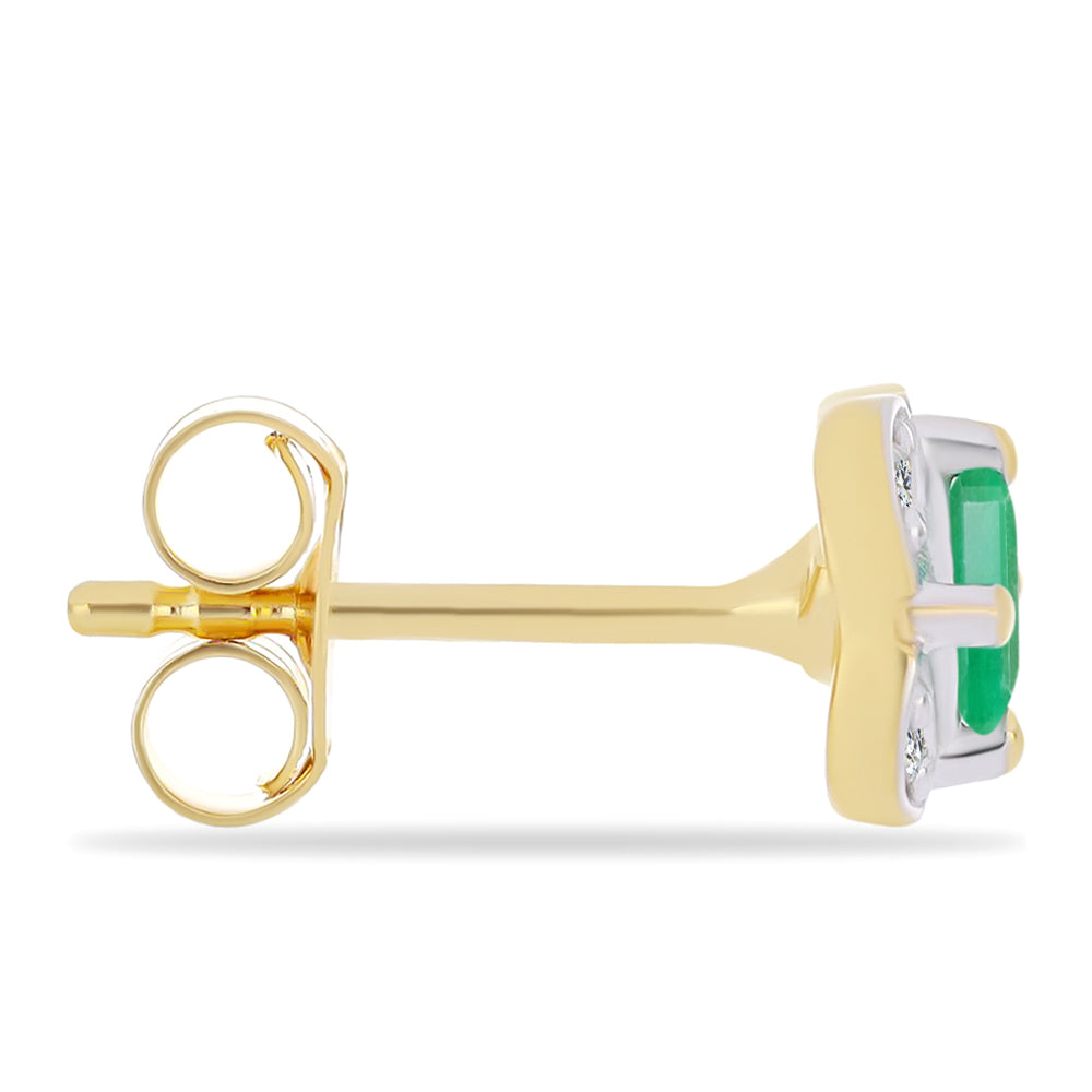 Pozlátené Strieborné Náušnice s Brazílskym Smaragdom a Bielym Zirkónom