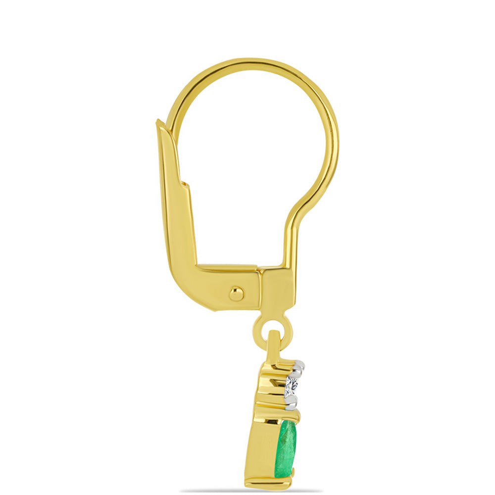 Pozlátené Strieborné Náušnice s Brazílskym Smaragdom a Bielym Zirkónom