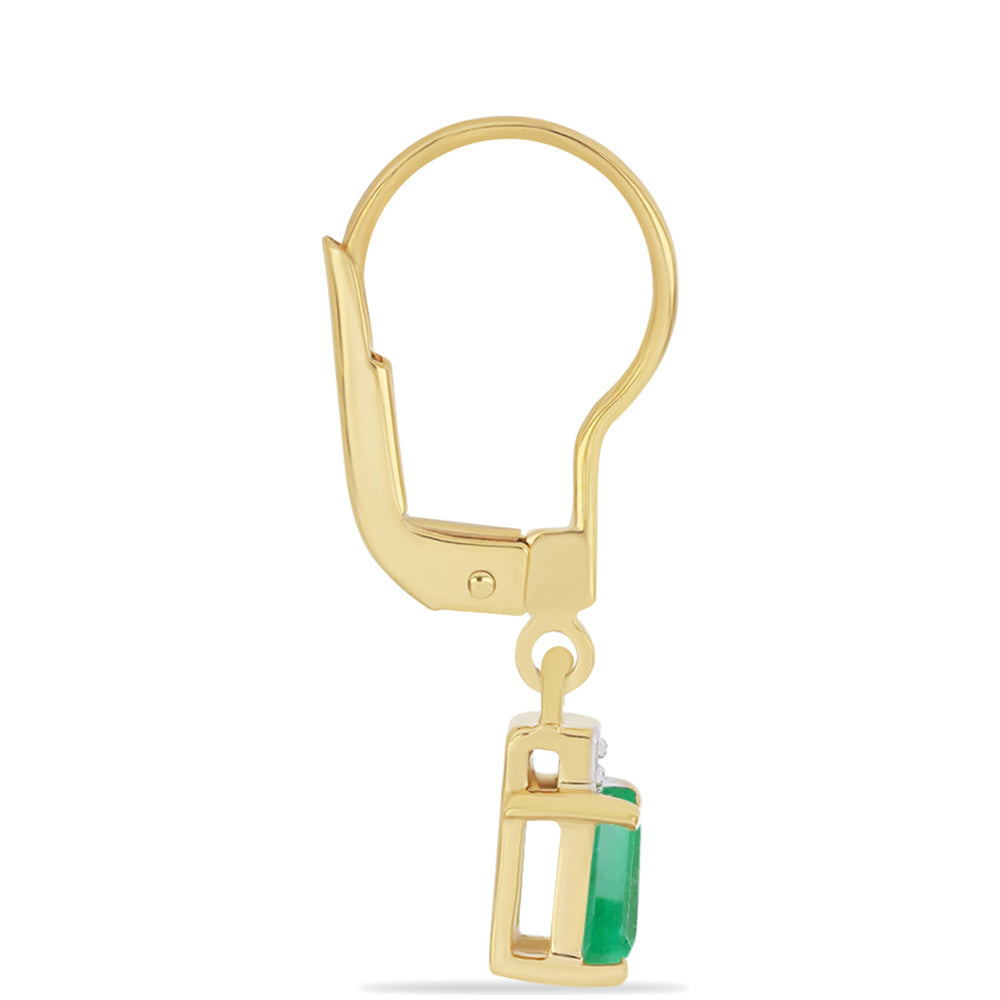 Pozlátené Strieborné Náušnice s Brazílskym Smaragdom a Bielym Zirkónom