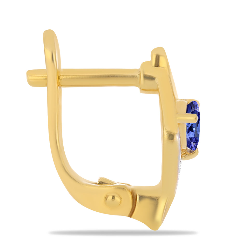 Pozlátené Strieborné Náušnice s Tanzanitom a Bielym Zirkónom