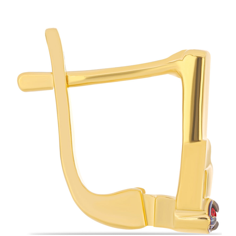 Pozlátené Strieborné Náušnice s Červeným Diamantom