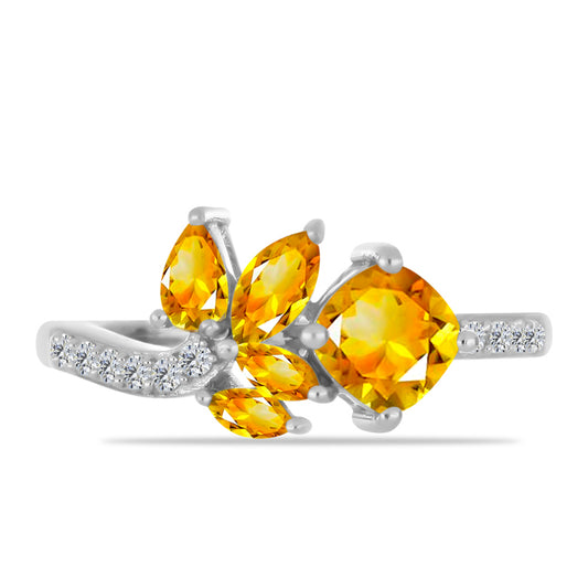 Strieborný Prsteň s Uralským Citrínom a Bielym Topásom