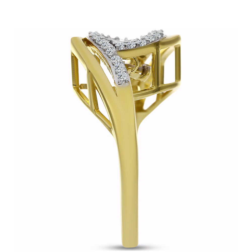 Pozlátený Strieborný Prsteň s Bielym Diamantom a Bielym Zirkónom