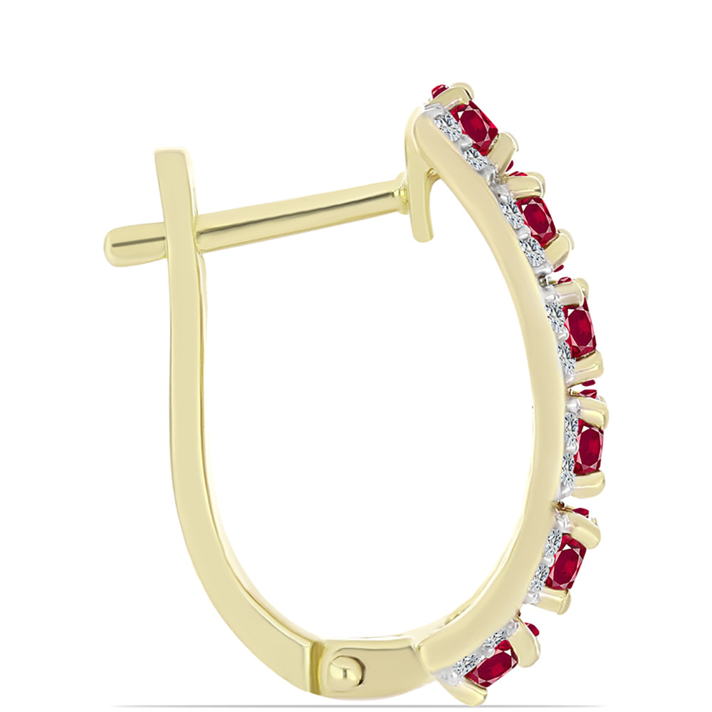 Pozlátené Strieborné Náušnice s Madagaskarským Rubínom a Bielym Topásom