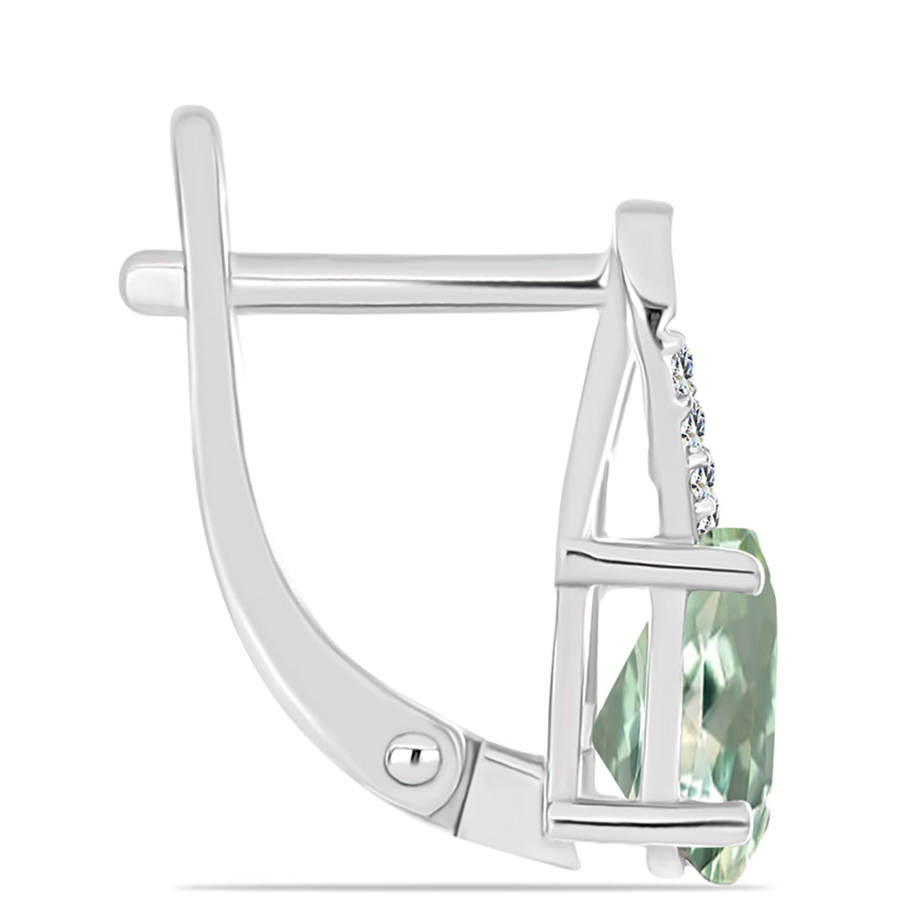 Strieborné Náušnice s so Zeleným Ametystom a Bielym Topásom