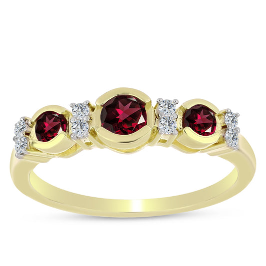 Pozlátený Strieborný Prsteň s Rhodolitovým Granátom a Bielym Topásom