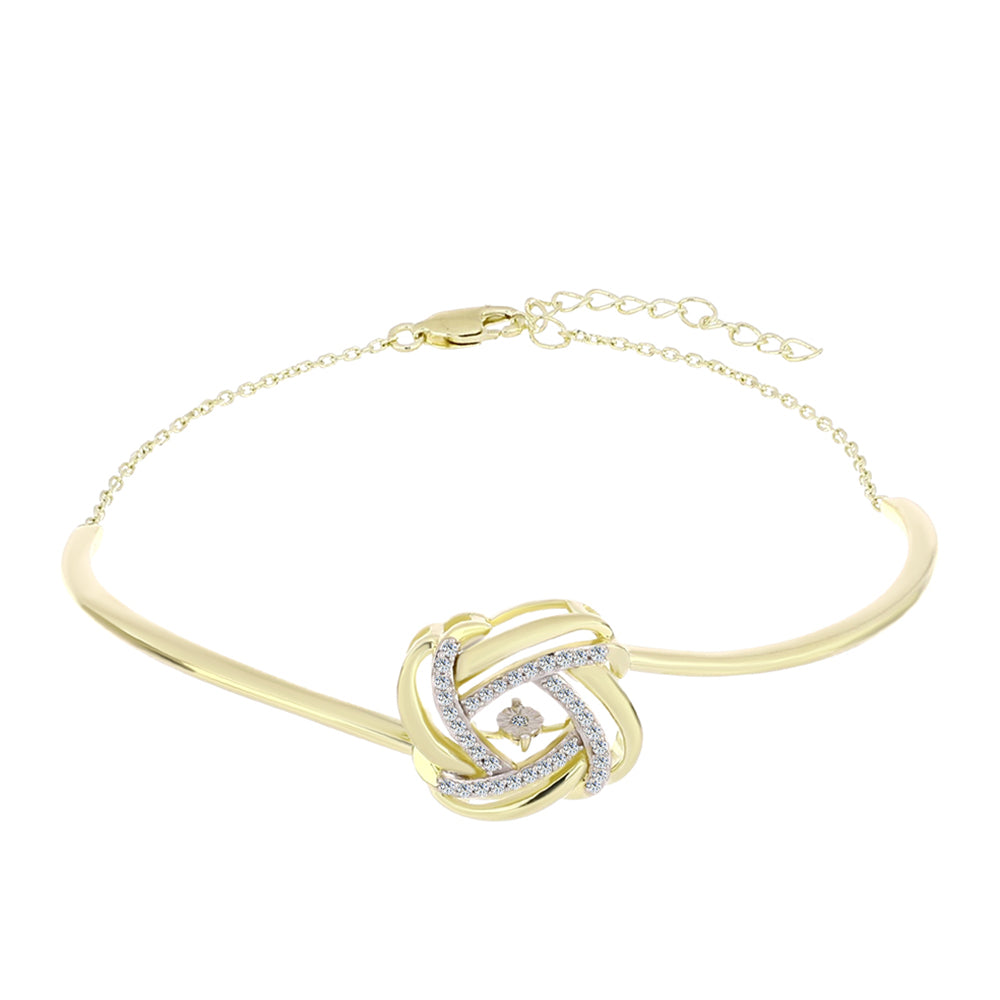 Pozlátený Strieborný Náramok s Bielym Diamantom a Bielym Topásom