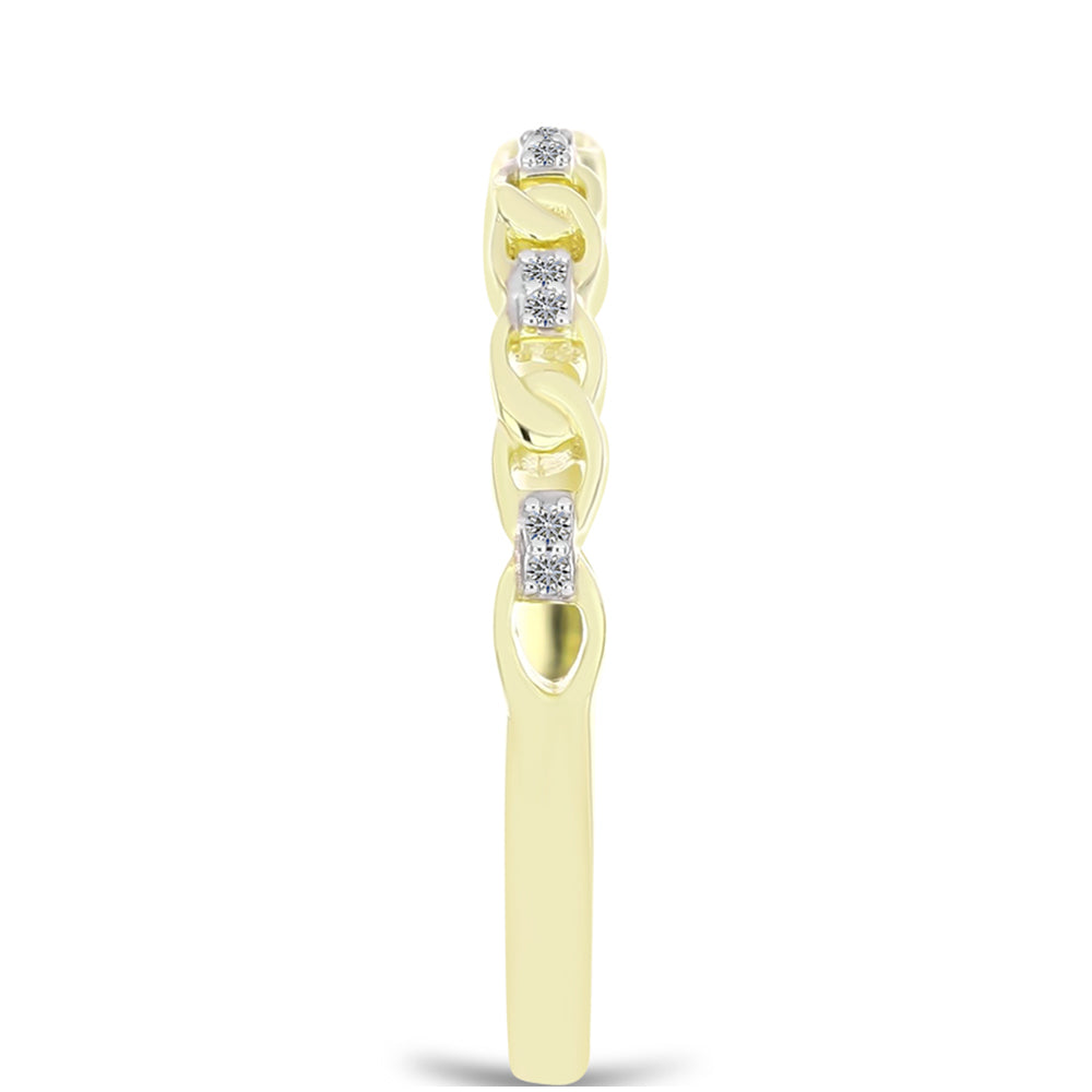 Pozlátený Strieborný Prsteň s Bielym Diamantom