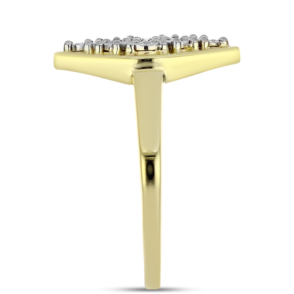 Pozlátený Strieborný Prsteň s Bielym Diamantom