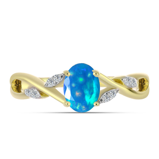 Pozlátený Strieborný Prsteň s Etiópskym Paradise Opálom a Bielym Topásom