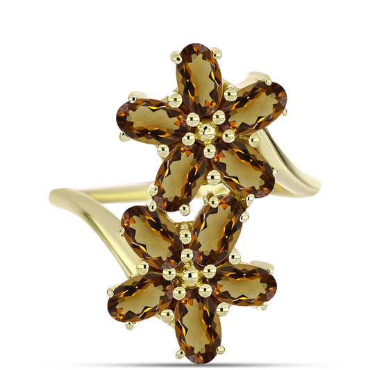 Pozlátený Strieborný Prsteň s Koňakovým Kremeňom